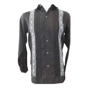 Guayabera de Lino con Acento Negro
