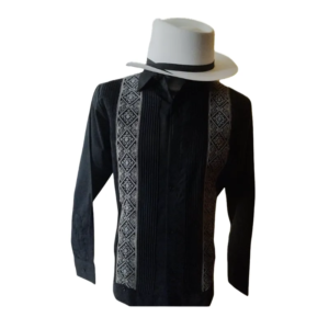 Guayabera de Lino con Bordado Blanco Artesanal