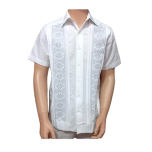 Guayabera de Lino con Detalle Gris Minimalista